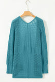 Jet Stream Mix Pattern Hollow Knit Open Front Cardigan
