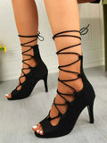 Elegant Lace-Up : High Heel Sandals