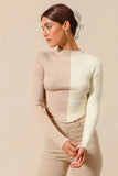 So Me Color Block Fitted Crop Sweater Top Women Casual Wear