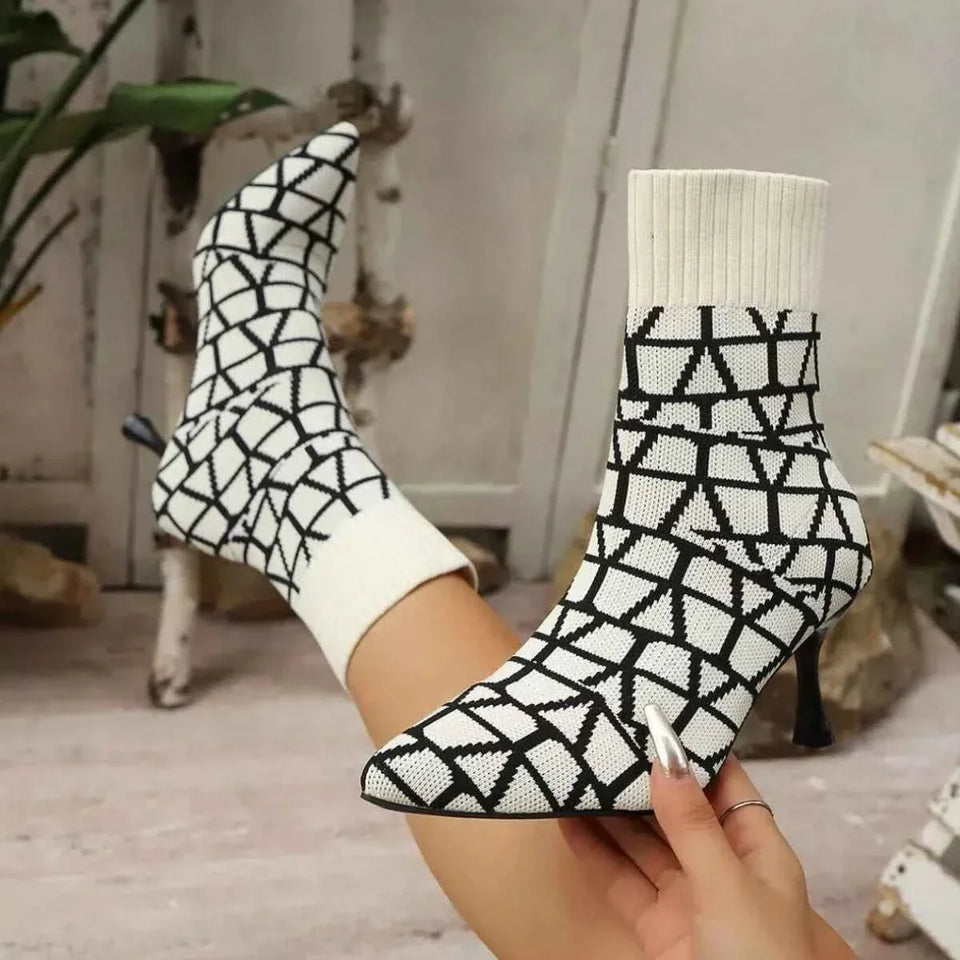 Mesh Point Toe : Stiletto Boots