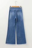 Sail Blue High Waist Jeans With Button Fly And Raw Hem