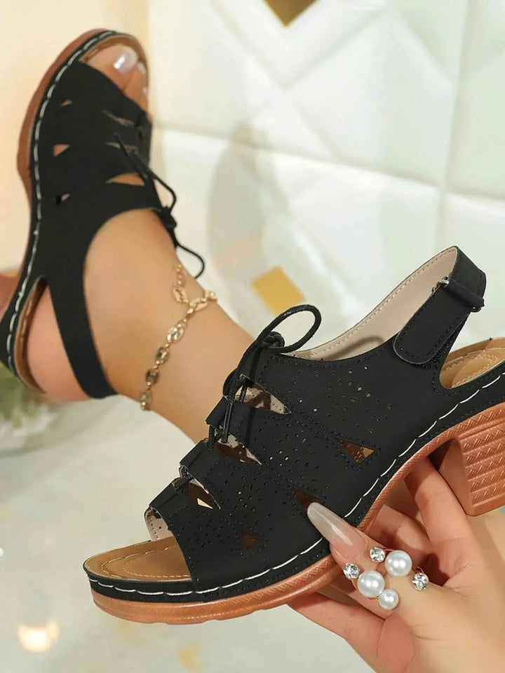 Stylish Block Heel Sandals : With Laces