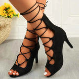 Elegant Lace-Up : High Heel Sandals