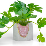 ROSE QUARTZ GEODE PLANTER
