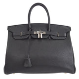 HERMES BIRKIN 35 Handbag Black Veau Crispe Togo