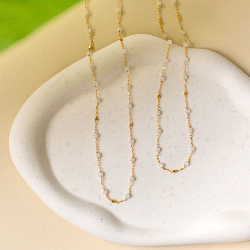 Margarita Chains - Green Onyx, Moonstone, Coral