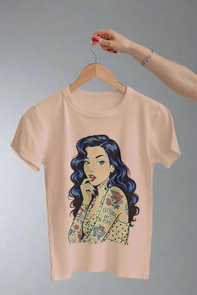 Vintage Tattoo's Are Trashy Pin Up Slim Fit Graphic Tee