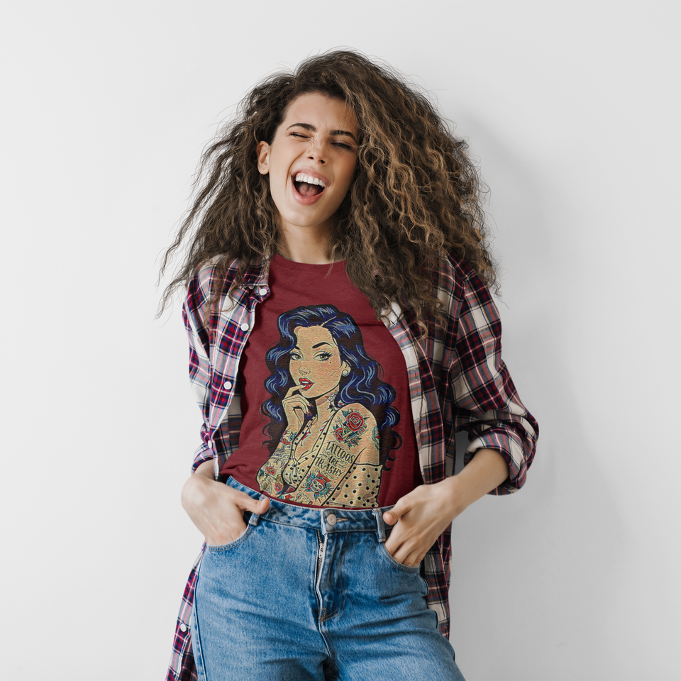 Vintage Tattoo's Are Trashy Pin Up Slim Fit Graphic Tee