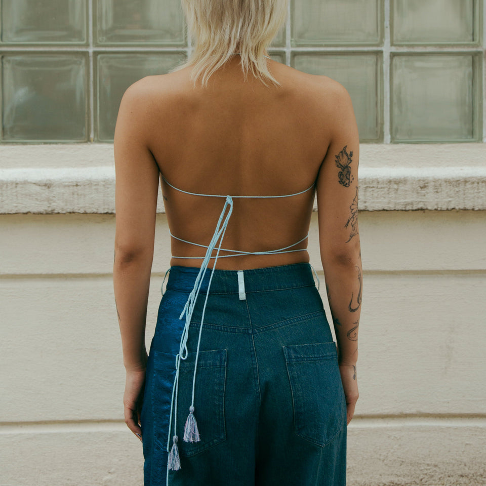 Dong Cropped Reversible Apron Top Elixir Blue