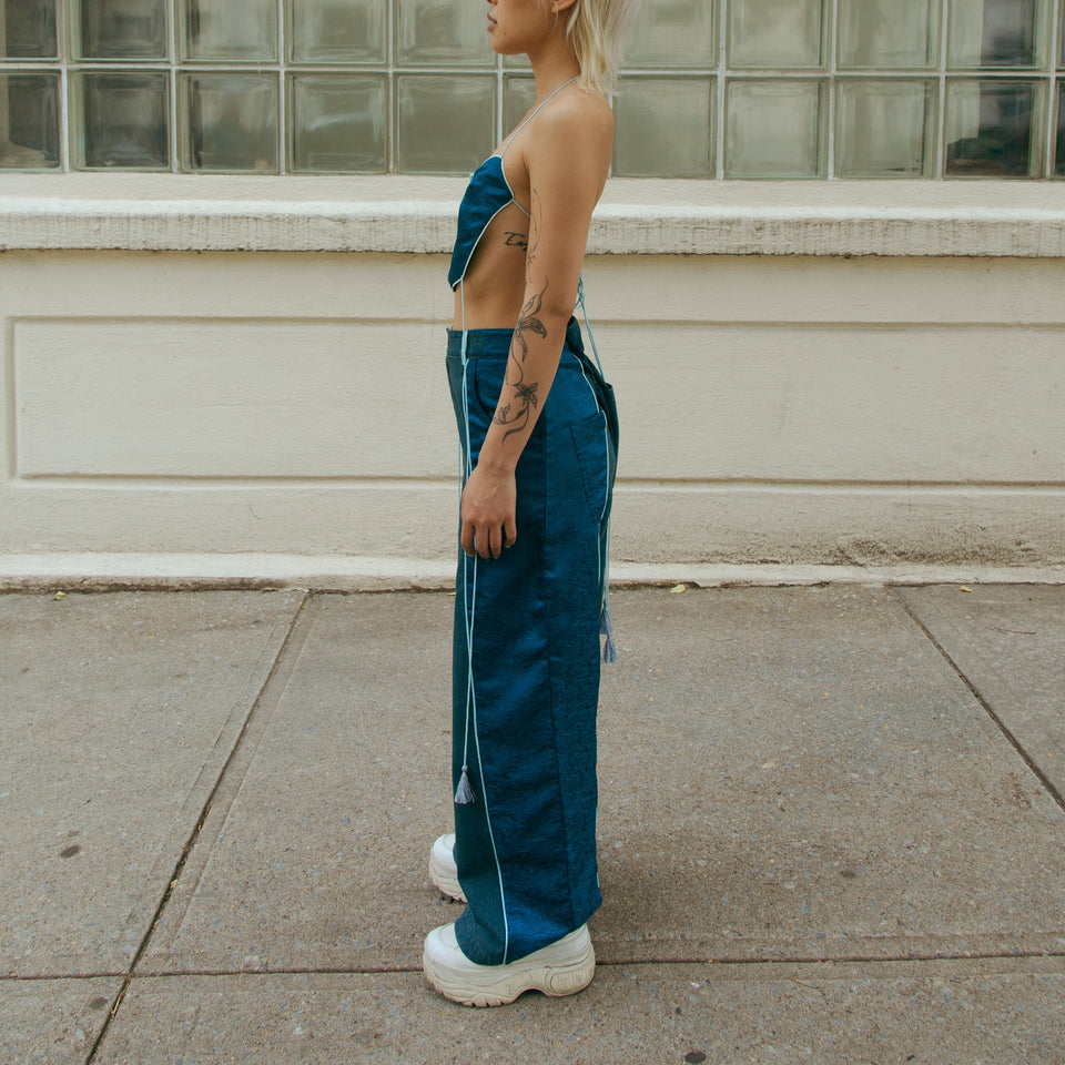 Dong Cropped Reversible Apron Top Jade Blue