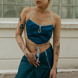 Dong Cropped Reversible Apron Top Jade Blue