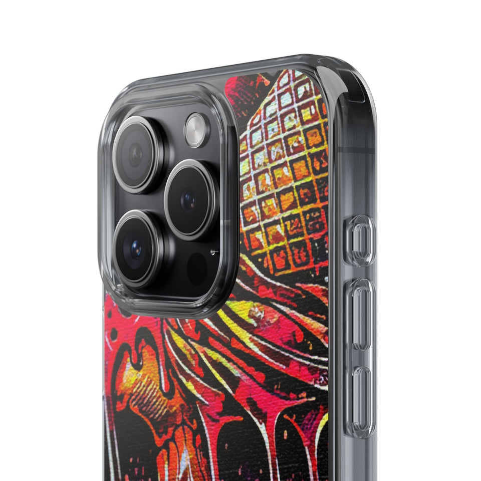 Neon Ice Cream Skull Clear Phone Case