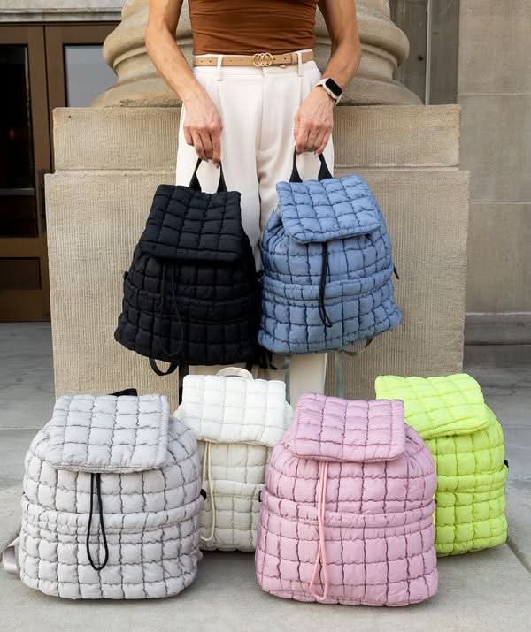 Stevie Quilted Puffer Backpack Large Front Compartment