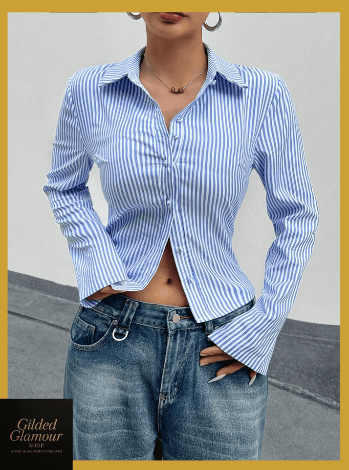 Striped Button Up Long Sleeve Shirt