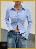 Striped Button Up Long Sleeve Shirt