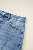 Myosotis Distressed Hem Denim Midi Skirt Irregular Look