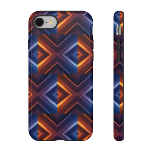 Stylish Tough Phone Case With Blue & Orange Abstract Design