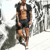 Men's Full Size Button Up Shirt and Shorts Set Plus Size