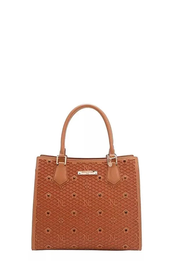 Nicole Lee USA Structured Tote Bag Monogram Print Pattern