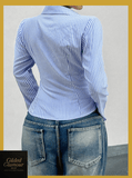 Striped Button Up Long Sleeve Shirt