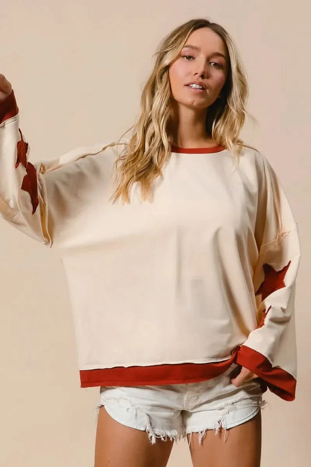 BiBi French Terry Patch Detail Sweatshirt With Red Stars