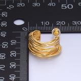 24K Gold Filled 20mm Multiple Linear Lined C - Shaped Hoop Earrings | AB082 - Wear with style