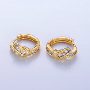 24K Gold Filled Baguette Knot Huggie Earrings | AB006 - Wear with style
