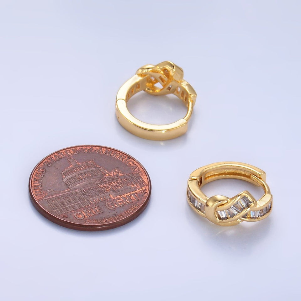 24K Gold Filled Baguette Knot Huggie Earrings | AB006 - Wear with style