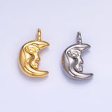24K Gold Filled Celestial Crescent Moon Face Charm in Gold & Silver | W833 - Wear with style