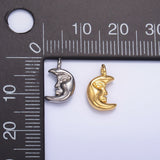 24K Gold Filled Celestial Crescent Moon Face Charm in Gold & Silver | W833 - Wear with style