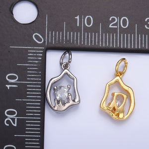 24K Gold Filled Clear CZ Molten Charm in Gold & Silver | W889 - Wear with style