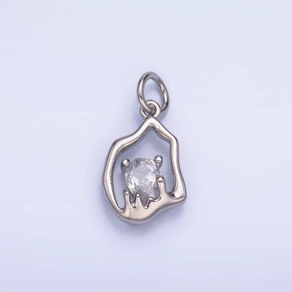 24K Gold Filled Clear CZ Molten Charm in Gold & Silver | W889 - Wear with style