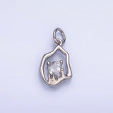 24K Gold Filled Clear CZ Molten Charm in Gold & Silver | W889 - Wear with style