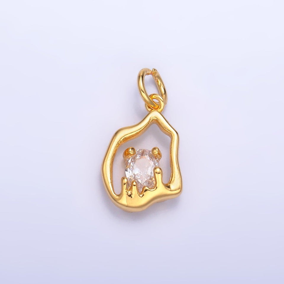 24K Gold Filled Clear CZ Molten Charm in Gold & Silver | W889 - Wear with style