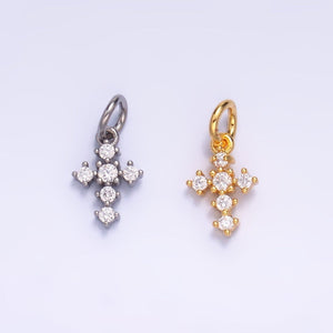 24K Gold Filled Clear CZ Religious Cross Mini Charm in Gold & Silver | W880 - Wear with style