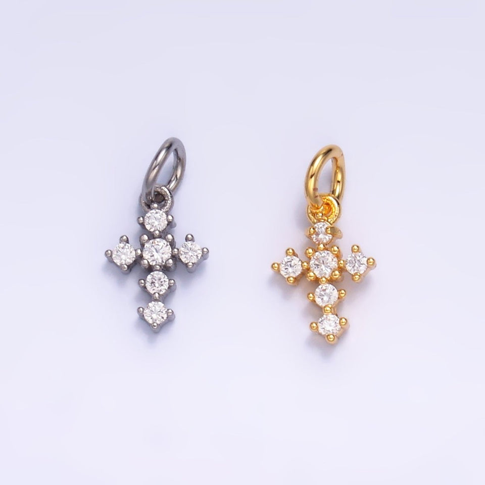 24K Gold Filled Clear CZ Religious Cross Mini Charm in Gold & Silver | W880 - Wear with style