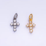 24K Gold Filled Clear CZ Religious Cross Mini Charm in Gold & Silver | W880 - Wear with style