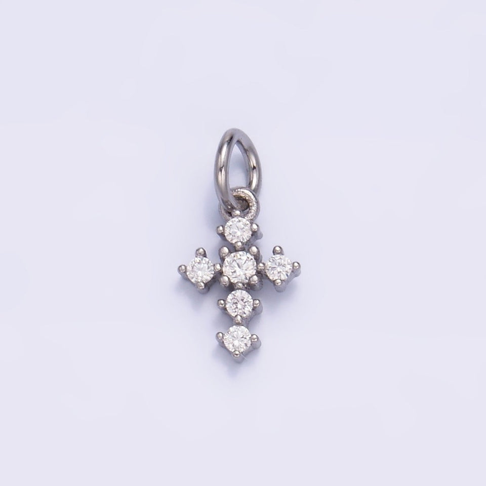 24K Gold Filled Clear CZ Religious Cross Mini Charm in Gold & Silver | W880 - Wear with style