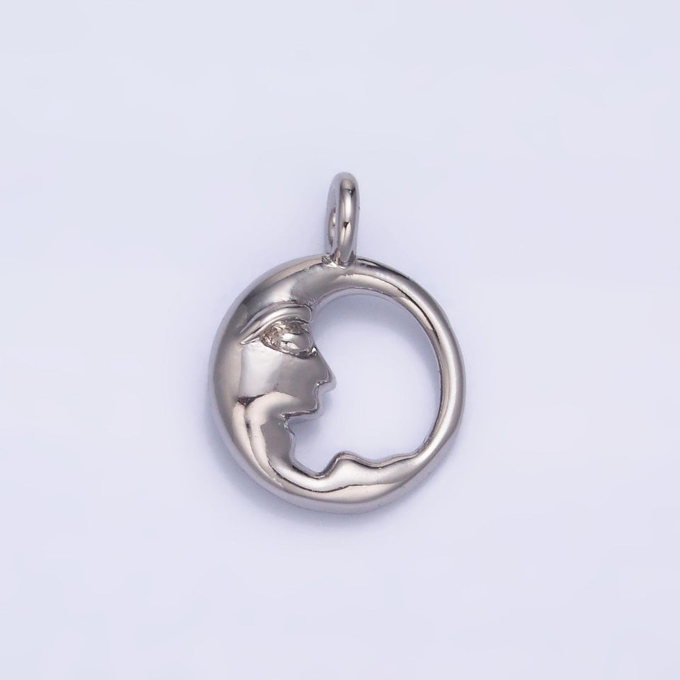 24K Gold Filled Crescent Moon Face Open Round Charm in Gold & Silver | W832 - Wear with style
