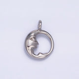 24K Gold Filled Crescent Moon Face Open Round Charm in Gold & Silver | W832 - Wear with style