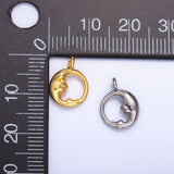 24K Gold Filled Crescent Moon Face Open Round Charm in Gold & Silver | W832 - Wear with style