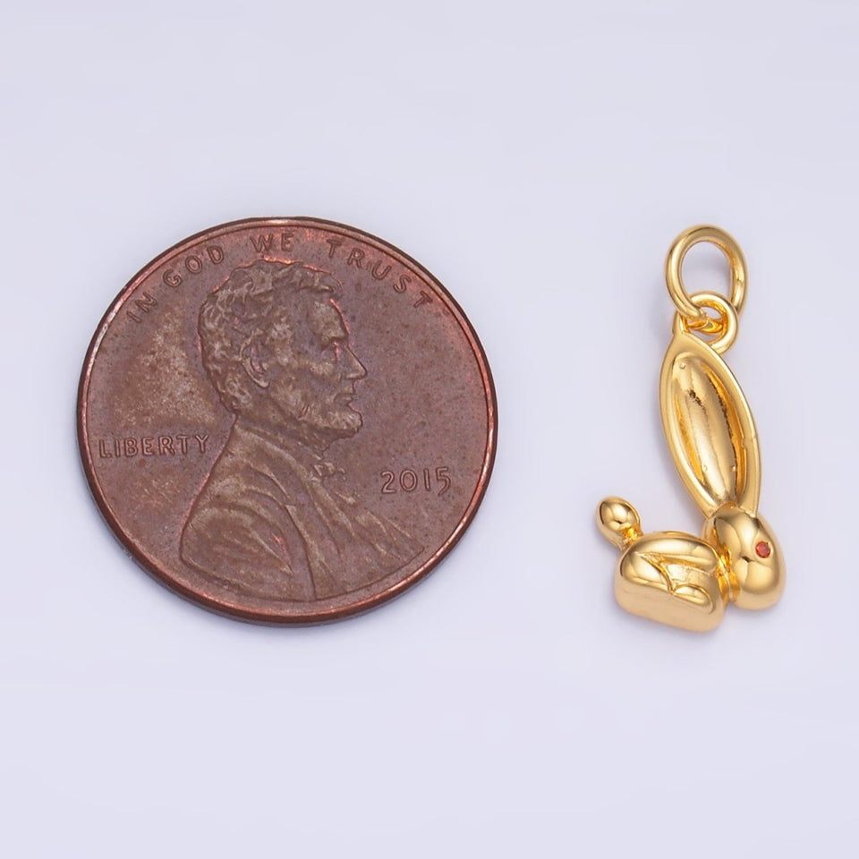 24K Gold Filled CZ Rabbit Bunny Multidimensional 3D Charm in Gold & Silver | M174 - Wear with style