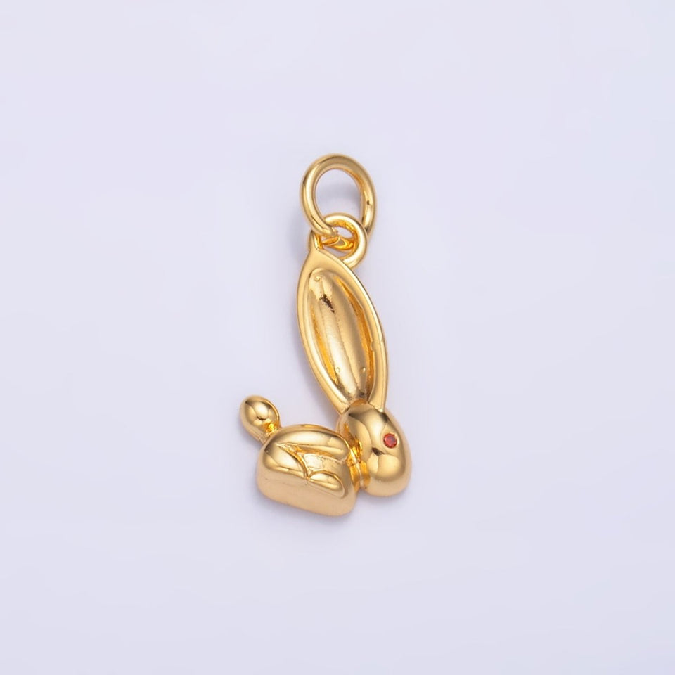 24K Gold Filled CZ Rabbit Bunny Multidimensional 3D Charm in Gold & Silver | M174 - Wear with style