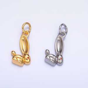 24K Gold Filled CZ Rabbit Bunny Multidimensional 3D Charm in Gold & Silver | M174 - Wear with style