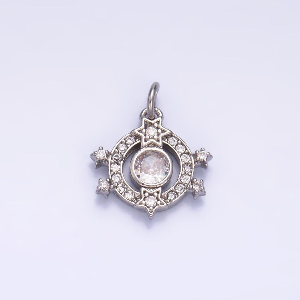 24K Gold Filled Micro Paved CZ Celestial Star Charm in Gold & Silver | W868 - Wear with style