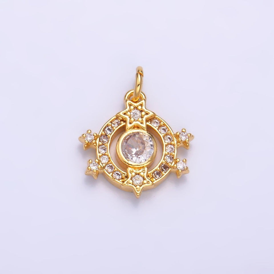 24K Gold Filled Micro Paved CZ Celestial Star Charm in Gold & Silver | W868 - Wear with style