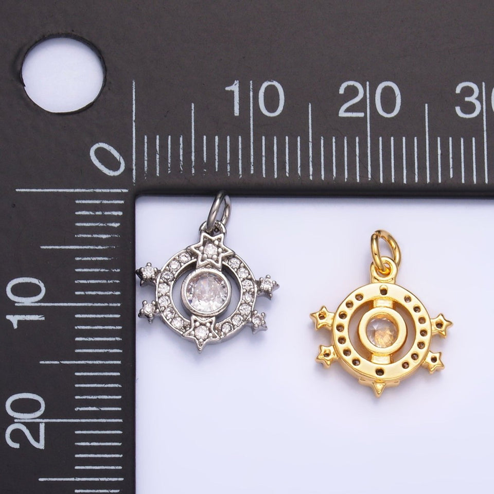 24K Gold Filled Micro Paved CZ Celestial Star Charm in Gold & Silver | W868 - Wear with style