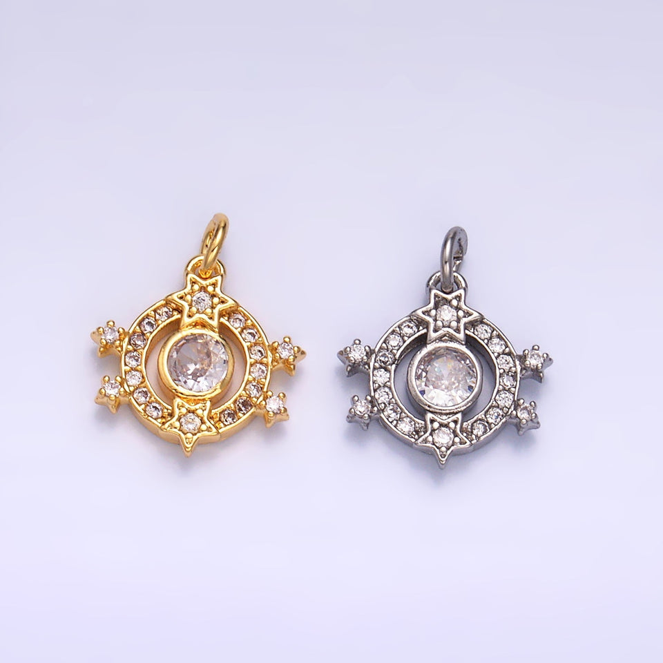 24K Gold Filled Micro Paved CZ Celestial Star Charm in Gold & Silver | W868 - Wear with style