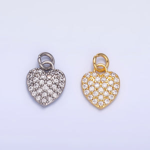 24K Gold Filled Micro Paved CZ Heart Charm in Gold & Silver | W831 - Wear with style