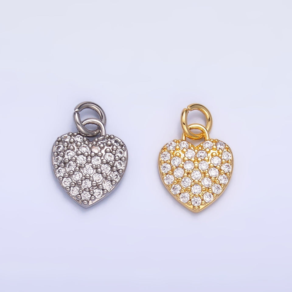 24K Gold Filled Micro Paved CZ Heart Charm in Gold & Silver | W831 - Wear with style